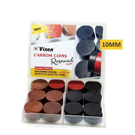 CARROM MEN WOODEN ROSEWOOD PLAIN 10 Mm Vixen India