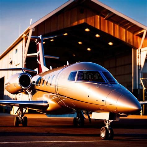 Private Jet for Luxury Business Travel Parked on Airport Runway Stock ...