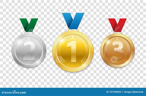 Champion Award Medals For Sport Winner Prize Set Of Realistic 3d Gold