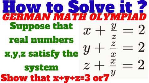 Awesome Algebra System Of Equations German Math Olympiad YouTube