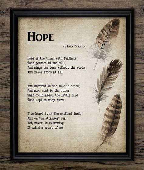 Hope Poem 1861 Emily Dickinson Printable Hope Poem Famous Poem