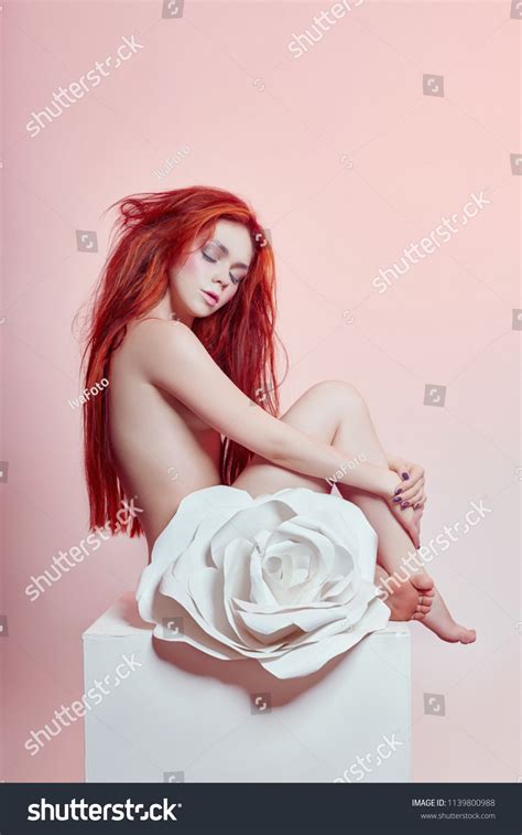 Naked Woman Red Hair Sitting Near Stock Photo 1139800988 Shutterstock