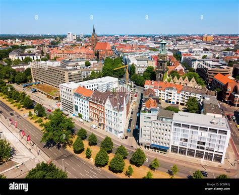 Hannover City Skyline Luftbild Panorama In Deutschland Stockfotografie