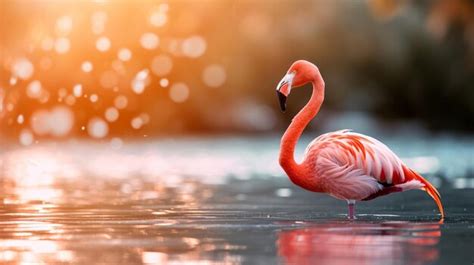 Premium Photo Beautiful Flamingo Bird In A Lake Beauty Nature Background