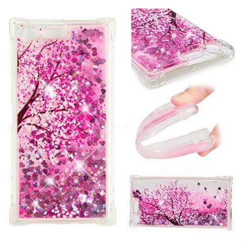 Pink Cherry Blossom Dynamic Liquid Glitter Sand Quicksand Star Tpu Case