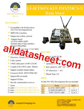 Li Jetson Kit Imx Cs X Datasheet Pdf Leopard Imaging Inc