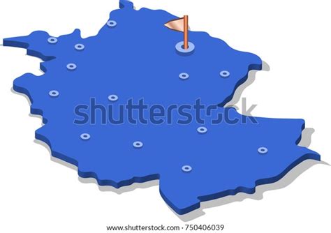 3d Isometric View Map Germany Blue Stock Vector Royalty Free