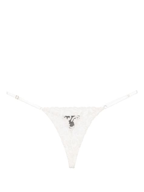 Kiki De Montparnasse Lola Lace Silk Thongs White Farfetch