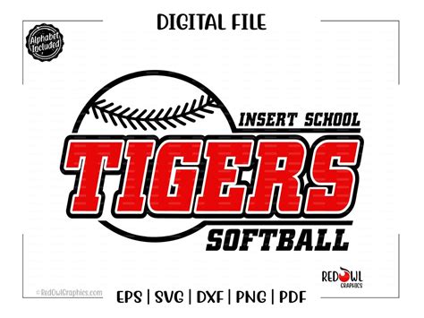 Softball Svg Tiger Softball Svg Tiger Tigers Softball Svg Dxf