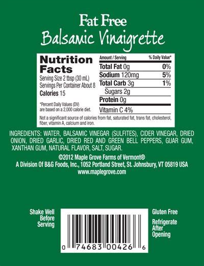 Dressing Balsamic Vinaigrette Calories Nutrition Facts Recipes