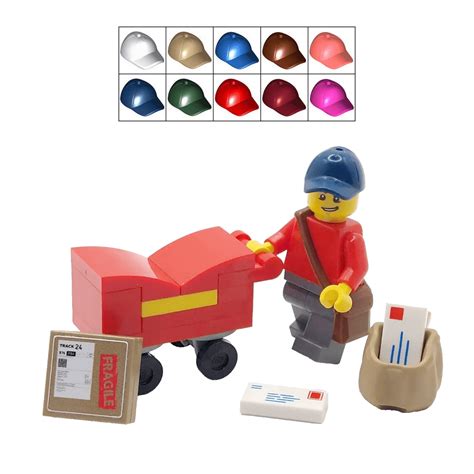 Lego Postman T Postie Postal Worker Mail Man Minifigure With Trolley