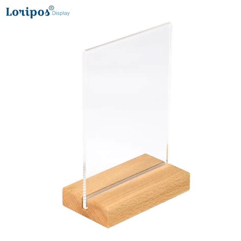 A A A Solid Wood Base Acrylic Sign Holder Double Sided Pos Retail