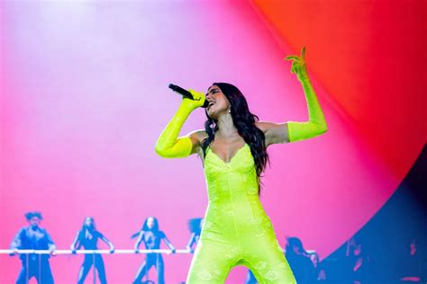 Dua Lipa Wears Neon Green Lace Balenciaga Catsuit For Tour Popsugar