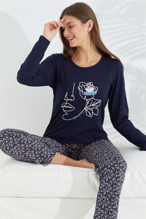 Γυναικεία πιτζάμα μακρυμάνικη Sexen FLOWER WOMAN Γυναίκα Suc.gr