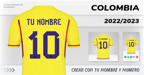 Camiseta Colombia 2022 2023 Crear con tu Nombre y Número