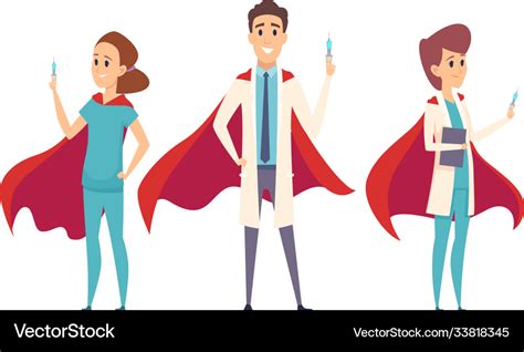 Medical Superheroes Team Doctors Wear Hero Capes Vector Image