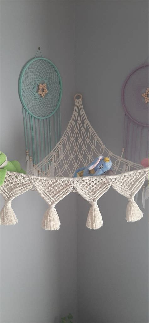 Hamac à doudous macramé hamac à jouets d angle rangement peluches