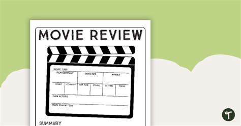 Movie Review Worksheet Teach Starter