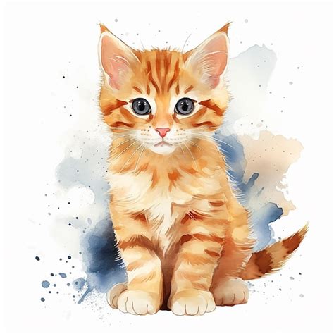 Premium Vector Enchanting Watercolor Cat Pose On A White Backdrop