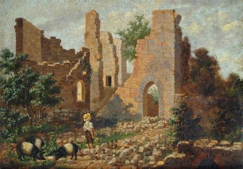 Carlo Iozzi Paesaggio Con Rovine 1868 Olio Su Tela Asta AUTORI