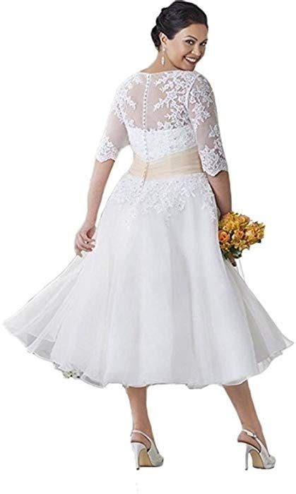 Cloverbridal Damen Hochzeitskleid Spitzen Brautkleider Standesamt Kurze