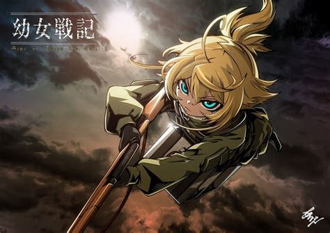 Tanya Degurechaff Youjo Senki Low Angle View Symbol Celebration