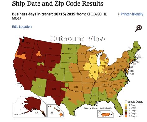 Ups Ground Time In Transit Map By Zip Code