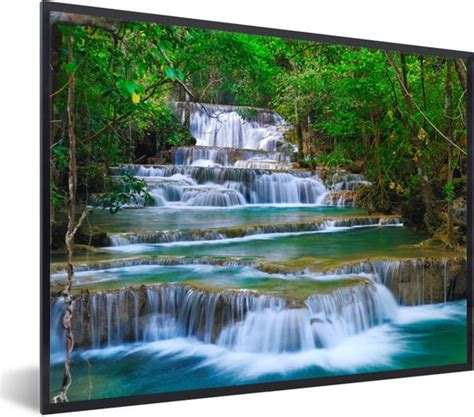 Fotolijst Incl Poster Waterval Bomen Natuur Water Jungle