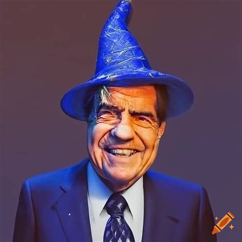 Richard Nixon Wearing A Wizard Hat With Stars On Craiyon