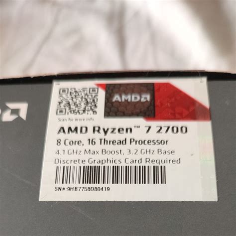 AMD Ryzen7 2700 本体と外箱のみPayPayフリマ