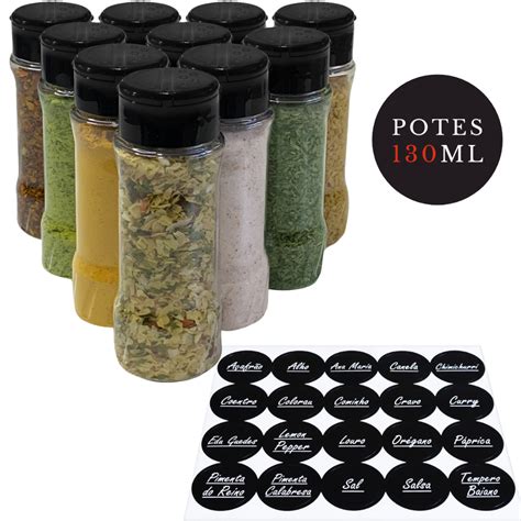 Kit Potes De Pl Stico Tempero Condimento Tampa Dosadora Dupla