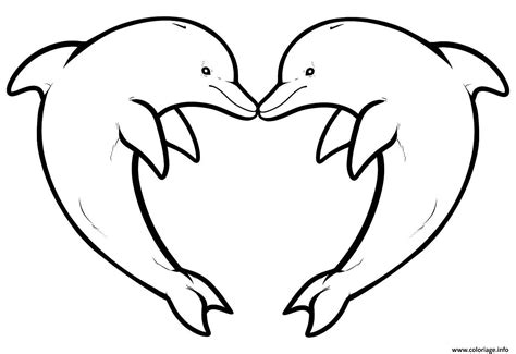 Coloriage Dauphin Coeur Dessin Animaux De La Mer Imprimer