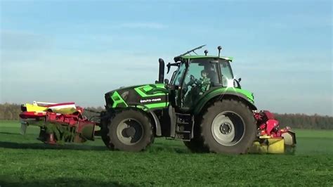 Gras Maaien Met Een Deutz Fahr 6165 Met Pottinger Maaiers YouTube