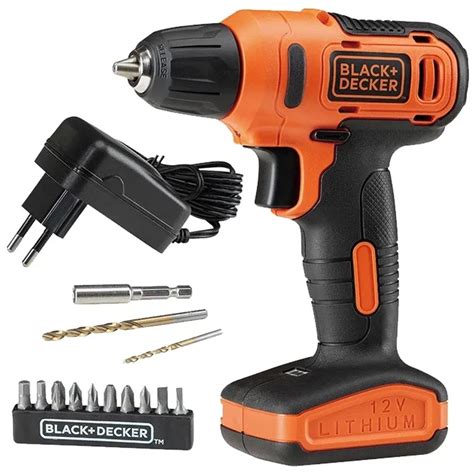 Parafusadeira Furadeira 12V Biv 13 peças Black Decker Segurança