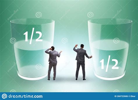 Businessman In Half Empty Half Full Glass Concept Stock Photo Image