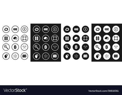 Set Cryptocurrency Coin Zcash Zec Cloud Mining Vector Image