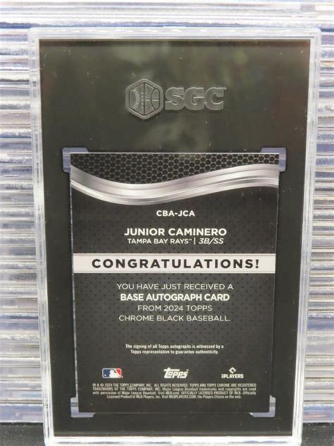 Topps Chrome Black Junior Caminero Rookie Auto Rc Cba Jca Sgc