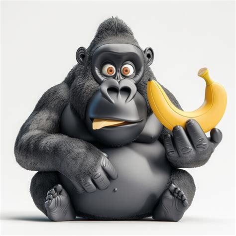 Premium Photo A Gorilla Holding A Banana That Has A Banana On It