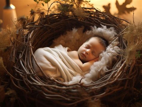 Premium Photo Newborn Baby Sleeping In A Basket