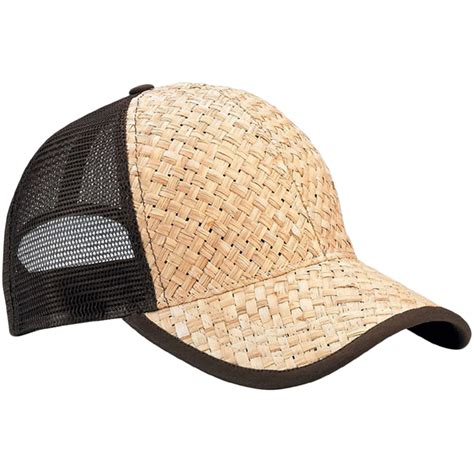 Mg Natural Brown Straw Weave Trucker Snapback Ball Cap Adjustable