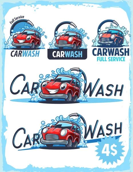 Vector Illustration Cartoon Automobile Lettering Car Wash — Stock