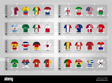 Qatar Soccer Fifa World Cup Tournament 2022 32 Teams Group Stages With Jersey And Waving