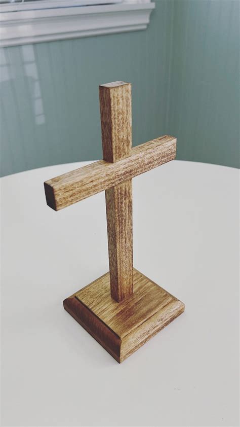 Wooden Cross 9 Stand Up Cross Cross With Base Handmade Etsy