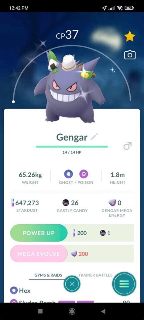 Pokemon Shiny Gengar LV1 Wearing A Trick Treat Costume Hat TRADE