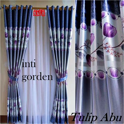 Gorden Pintu Jendela Blackout Import Motif Printing Bunga Tulip