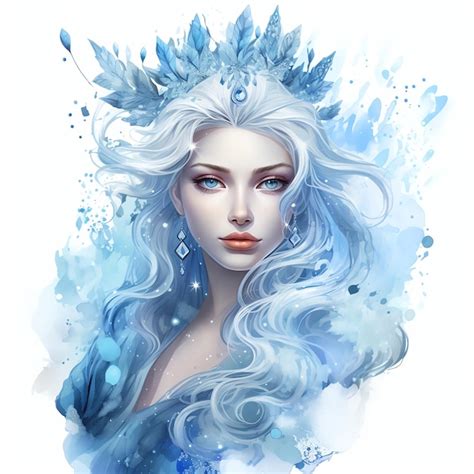 Premium Ai Image Beautiful Ice Queen Fairy Blue Ice Winter Fairytale