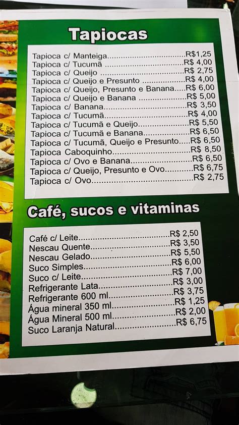 Menu em Panificadora Império do Pão Manaus Av Mirra