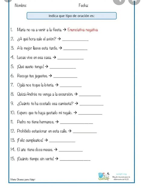 Pin De MJM En Lengua 2 Primaria Clases De Oraciones Tipos De