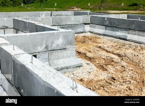 concrete block foundation construction for new house Stock Photo - Alamy