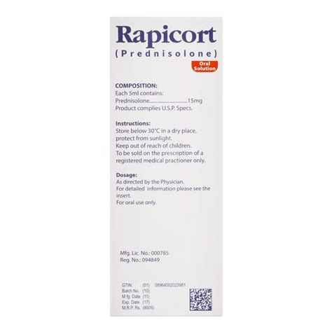 Purchase Tabros Pharma Rapicort Oral Solution 120ml Online At Best